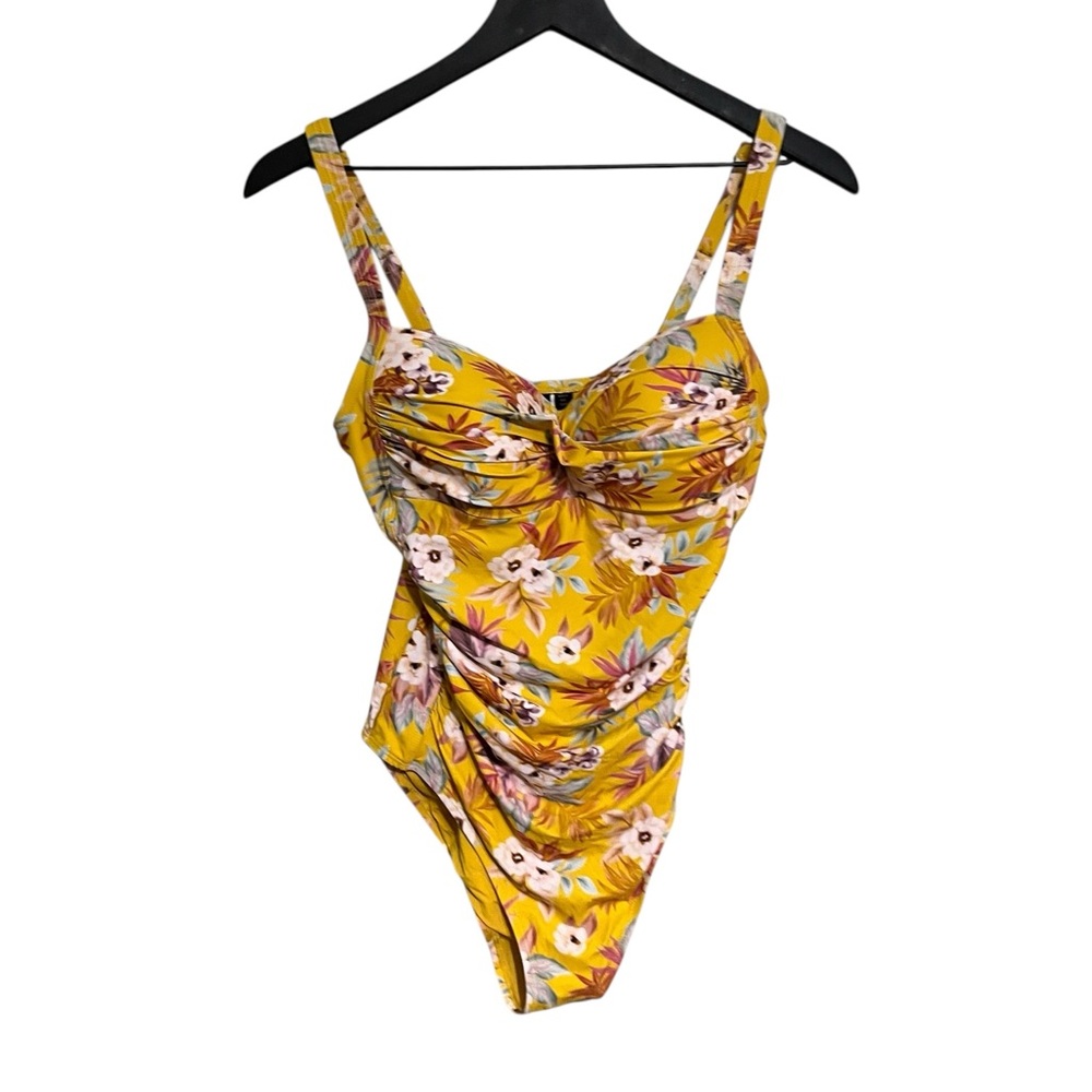 NipTuck Floral Yellow One Piece Swimsuit size 8